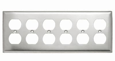 Pass & Seymour / Legrand - Pass & Seymour SS86 6Gang Wall Plate, Duplex Receptacle, Standard - 302/304 Stainless Steel