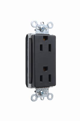 Pass & Seymour / Legrand - Pass & Seymour PT26252-BK PlugTail™ Decorator Spec Grade Duplex Receptacle, 15A 125V - Black