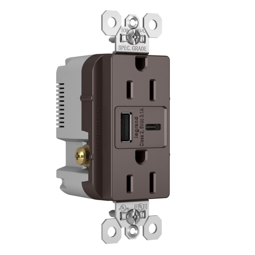 Pass & Seymour / Legrand - P&S TR15USBAC 15A 125V DUP TR REC +