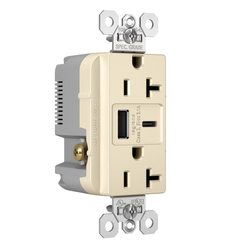 Pass & Seymour / Legrand - P&S TR20USBACLA 20A 125V DUP TR REC
