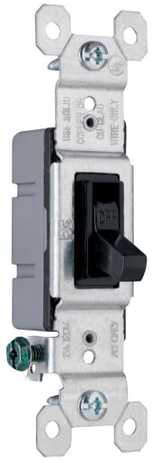Pass & Seymour / Legrand - Pass & Seymour 660-BKG 15 Amp 120 VAC 1-Pole Black Thermoplastic Toggle Switch