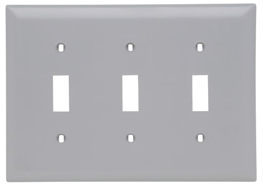 Pass & Seymour / Legrand - Pass & Seymour TP3-GRY 3Gang Wall Plate, Toggle Switch, Nylon, Standard - Gray