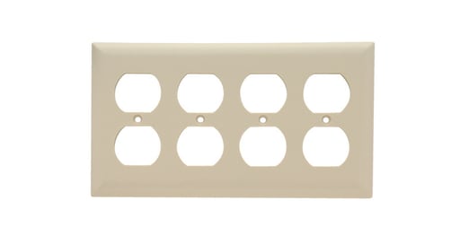 Pass & Seymour / Legrand - Pass & Seymour SP84-I 4Gang Wall Plate, 4 Duplex Receptacles, Standard - Ivory