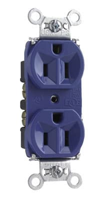 Pass & Seymour / Legrand - Pass & Seymour 5262BL 15A 125V Hard Use Duplex Receptacle, Blue