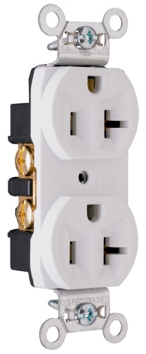 Pass & Seymour / Legrand - Pass & Seymour CRB5362-W Construction Spec Grade Duplex Receptacle, Back & Side Wire 20Amp 125Volt, White