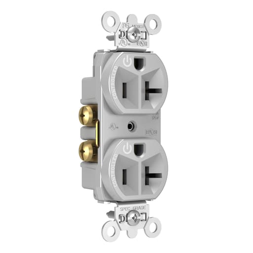 Pass & Seymour / Legrand - Pass & Seymour 5362CD-GRY 20A 125V Dual Control Duplex Outlet - Gray