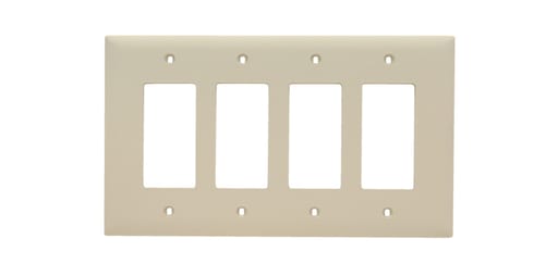 Pass & Seymour / Legrand - Pass & Seymour TPJ264-I 4Gang Wall Plate, Decorator, Nylon, Jumbo - Ivory