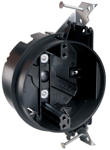 Pass & Seymour / Legrand - Pass & Seymour S1-20-JAC 4" Round Ceiling Box w/ J-Bracket & Nails, 2-3/16" Deep, Thermoplastic, 20.25cu.in