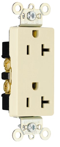 Pass & Seymour / Legrand - Pass & Seymour 26352-I Heavy-Duty Decorator Spec Grade Duplex Receptacle Back & Side Wire 20Amp 125Volt Ivory