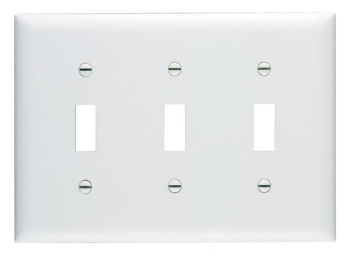 Pass & Seymour / Legrand - Pass & Seymour TP3-W 3Gang Wall Plate, Toggle Switch, Nylon, Standard - White