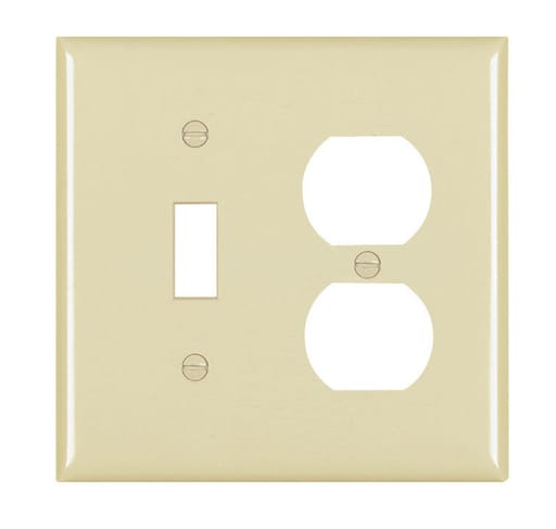 Pass & Seymour / Legrand - Pass & Seymour TP18-I 2Gang Wall Plate, Toggle / Duplex, Nylon, Standard - Ivory