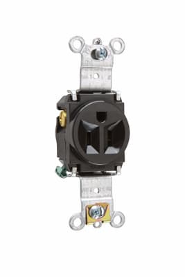 Pass & Seymour / Legrand - Pass & Seymour 5261-BK Single Receptacle, HD Spec Grade, 15A 125V Back & Side Wired - Black