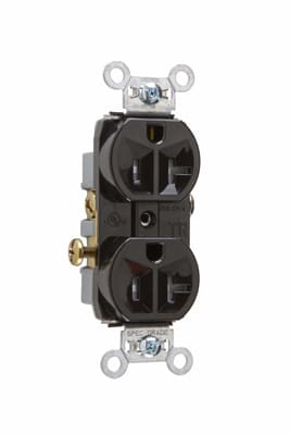 Pass & Seymour / Legrand - Pass & Seymour TR20-BK 20 Amp 125 VAC 2-Pole 3-Wire NEMA 5-20R Black Nylon Tamper-Resistant Duplex Receptacle