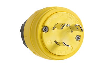 Pass & Seymour / Legrand - Pass & Seymour 28W47 Turnlok® Watertight Plug, 30A 125V, L5-30P, NEMA 4X/6P, IP65/66/67 - Yellow
