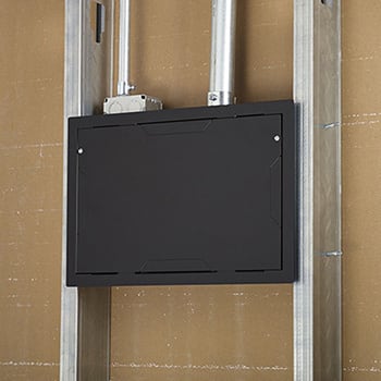 The Wiremold Co - Wiremold WMPAC525FC In-Wall Storage Box, for A/V, Power & Data, w/ Flange & Cover, 9" x 14.25" x 3.9", Black Cover