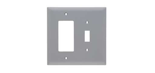 Pass & Seymour / Legrand - Pass & Seymour TPJ126-GRY 2Gang Wall Plate, Toggle / Decorator, Nylon, Jumbo - Gray