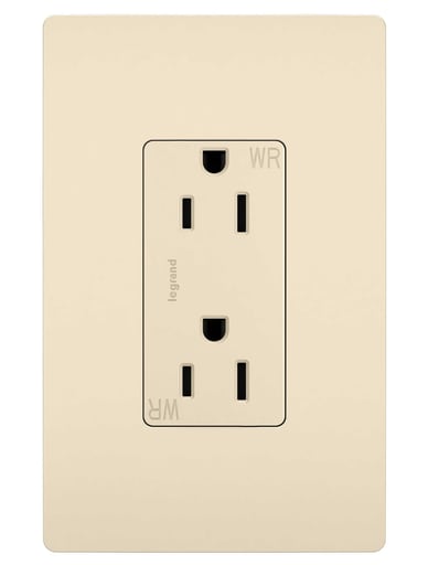 Pass & Seymour / Legrand - Pass & Seymour 885-TRWRLA radiant® Decorator Tamper-Resistant Receptacle, Weather-Resistant, 15A 125V (5-15R), Light Almond