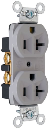 Pass & Seymour / Legrand - Pass & Seymour CRB5362-GRY Construction Spec Grade Duplex Receptacle, Back & Side Wire, 20A 125V Gray