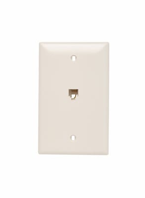 Pass & Seymour / Legrand - Pass & Seymour TPTE1-LA Single Gang Opening Modular Four Conductor Telephone Jack With Wall Plate, Light Almond