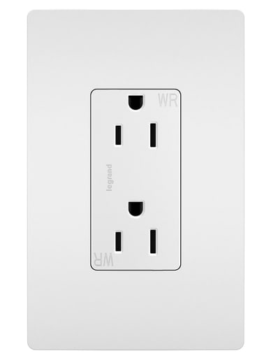 Pass & Seymour / Legrand - Pass & Seymour 885-TRWRW radiant® Decorator Tamper-Resistant Receptacle, Weather-Resistant, 15A 125V (5-15R), White