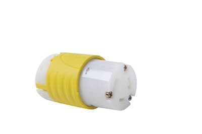 Pass & Seymour / Legrand - Pass & Seymour CRL530C 30 Amp 125 VAC 2-Pole 3-Wire L5-30R White and Yellow Nylon Locking Connector