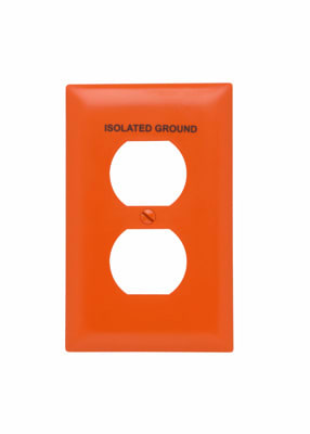Pass & Seymour / Legrand - Pass & Seymour TP8-IG 1Gang Wall Plate, Duplex Receptacle, Standard, "Isolated Ground" - Orange