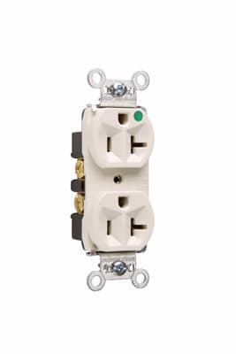 Pass & Seymour / Legrand - Pass & Seymour 8300-HLA Heavy-Duty Hospital Grade Compact Design Duplex Receptacle, Back & Side Wire, 20A 125V - Light Almond
