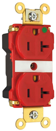 Pass & Seymour / Legrand - Pass & Seymour PT8300-ILRED PlugTail™ Extra Heavy-Duty Hospital Grade Illuminated Duplex Receptacle, 20A 125V - Red
