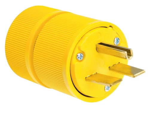 Pass & Seymour / Legrand - Pass & Seymour D0631 Gator Grip Plug, 2 pole 3wire, 30 amp 250V Grounding - Yellow