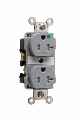 Pass & Seymour / Legrand - Pass & Seymour TR63HGRY 20 Amp 125 VAC 2-Pole 3-Wire NEMA 5-20R Gray Nylon Tamper-Resistant Duplex Receptacle