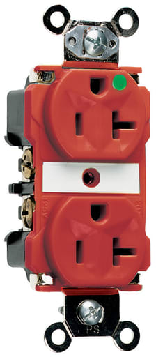 Pass & Seymour / Legrand - Pass & Seymour 8300-RED Extra Heavy-Duty Hospital Grade Duplex Receptacle, Back & Side Wire, 20Amp 125Volt, Red