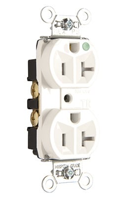 Pass & Seymour / Legrand - Pass & Seymour TR-8300HW 20 Amp 125 VAC 2-Pole 3-Wire NEMA 5-20R White Nylon Tamper-Resistant Duplex Receptacle