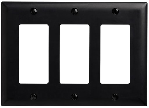 Pass & Seymour / Legrand - Pass & Seymour TP263-BK 3Gang Wall Plate, Decorator, Nylon, Standard - Black