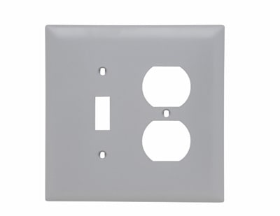 Pass & Seymour / Legrand - Pass & Seymour TPJ18-GRY 2Gang Wall Plate, Toggle / Duplex, Nylon, Jumbo - Gray