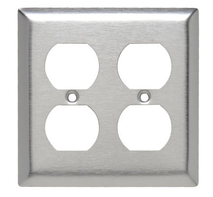 Pass & Seymour / Legrand - Pass & Seymour SL82 Smooth Metal Wall Plate 2Gang Duplex 430 Stainless Steel
