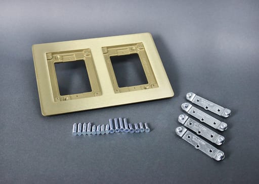 The Wiremold Co - Wiremold 827B 6.08 x 5.06" 2-Gang Brass Floor Box Carpet and Tile Flange