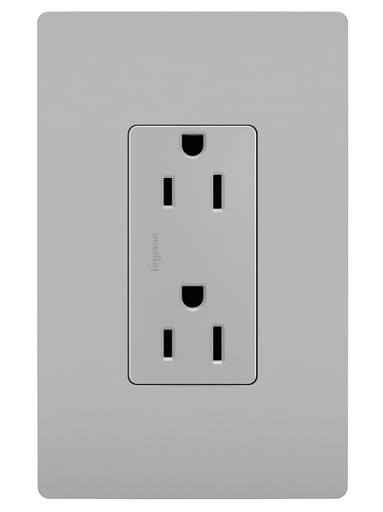 Pass & Seymour / Legrand - Pass & Seymour 885-TRGRY radiant® Decorator Tamper-Resistant Receptacle, 15A 125V (5-15R), Gray