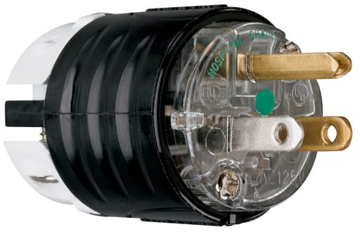 Pass & Seymour / Legrand - Pass & Seymour PS5266-XHG 15A 125V Black & Clear Nylon Polarized Straight Blade Plug, 2pole 3wire