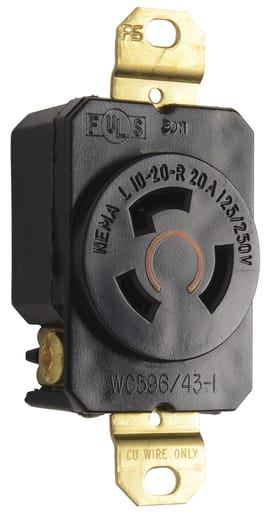 Pass & Seymour / Legrand - Pass & Seymour L1020-R Turnlok Receptacle, 3wire, 20A 125/250v