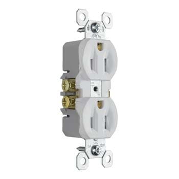Pass & Seymour / Legrand - Pass & Seymour 3232-W Duplex Grounding Receptacle w/ High-Impact Resistant Thermoplastic Construction, 15 Amp, 125 Volt, White