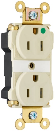 Pass & Seymour / Legrand - Pass & Seymour PT8200-I PlugTail™ Extra Heavy-Duty Hospital Grade Duplex Receptacle, 15A 125V - Ivory