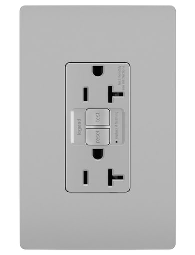 Pass & Seymour / Legrand - Pass & Seymour 2097-NAGRY 20A 125V Self-Test Tamper-Resistant GFCI with Alarm NAFTA Gray