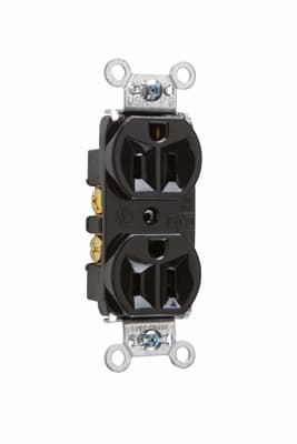 Pass & Seymour / Legrand - Pass & Seymour 5262-BK Hard Use Spec Grade Duplex Receptacle, Back & Side Wire, 15A 125V - Black