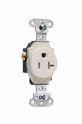 Pass & Seymour / Legrand - Pass & Seymour TR5351-LA 20 Amp 125 VAC 2-Pole 3-Wire NEMA 5-20R Light Almond Nylon Face Tamper-Resistant Single Receptacle
