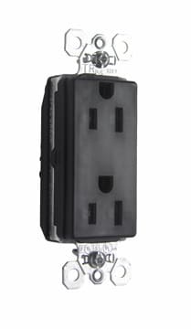 Pass & Seymour / Legrand - Pass & Seymour PTTR26262-BK PlugTail™ Tamper-Resistant Decorator Spec Grade Duplex Receptacle, 15A 125V - Black