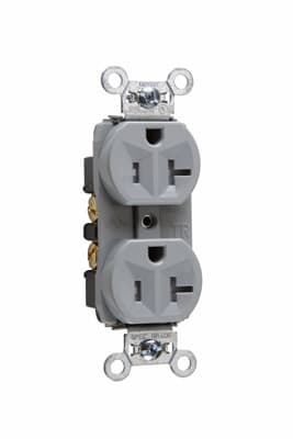 Pass & Seymour / Legrand - Pass & Seymour TR5362GRY Gray Back and Side Wire 20 Amp 125 Volt Tamper Resistant Hard Use Spec Grade Receptacle