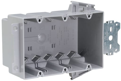 Pass & Seymour / Legrand - Pass & Seymour S3-54-S50AC Triple Gang, Wood & Steel Stud Bracket Box w/ Quick/Click, 3/8 Offset, for use with 3/8 to 5/8 Wallboard