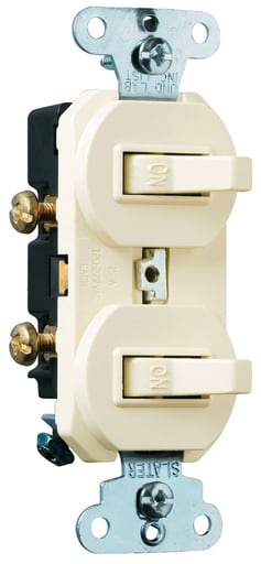 Pass & Seymour / Legrand - Pass & Seymour 696-LAG 15 Amp 120/277 VAC 1-Pole 3-Way Light Almond Grounding Duplex Combination Switch