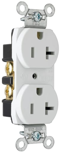 Pass & Seymour / Legrand - Pass & Seymour CRB5362-SW Construction Spec Grade Smooth Face Duplex Receptacle Back & Side Wire 20Amp 125Volt White