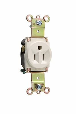 Pass & Seymour / Legrand - Pass & Seymour 5261-LA Single Receptacle, HD Spec Grade, 15A 125V Back & Side Wired - Light Almond